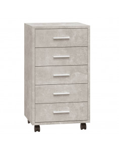 Cassettiera con Ruote Grigio Cemento in Legno Multistrato 2