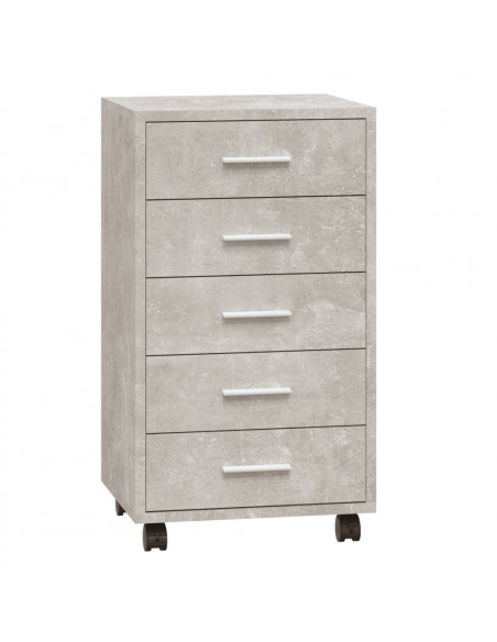 Cassettiera con Ruote Grigio Cemento in Legno Multistrato