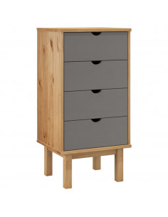 Cassettiera OTTA Marrone e Grigio 45x39x90 cm in Legno di Pino 2