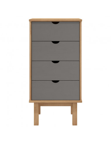 Cassettiera OTTA Marrone e Grigio 45x39x90 cm in Legno di Pino