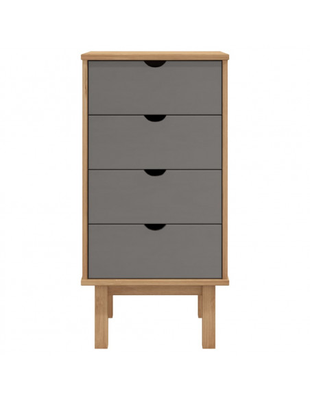 Cassettiera OTTA Marrone e Grigio 45x39x90 cm in Legno di Pino