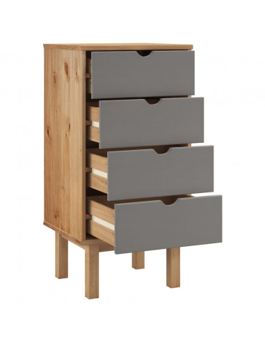 Cassettiera OTTA Marrone e Grigio 45x39x90 cm in Legno di Pino