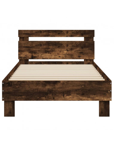 Giroletto con Testiera e LED Rovere Fumo 75x190 cm