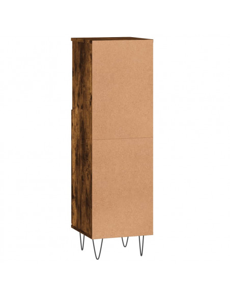 Armadietto Bagno Rovere Fumo 30x30x100 cm in Legno Multistrato
