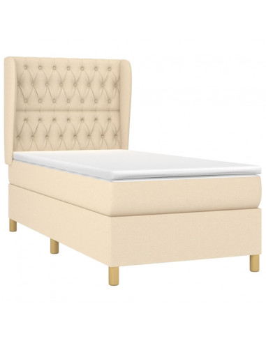 Giroletto a Molle con Materasso Crema 90x190 cm in Tessuto