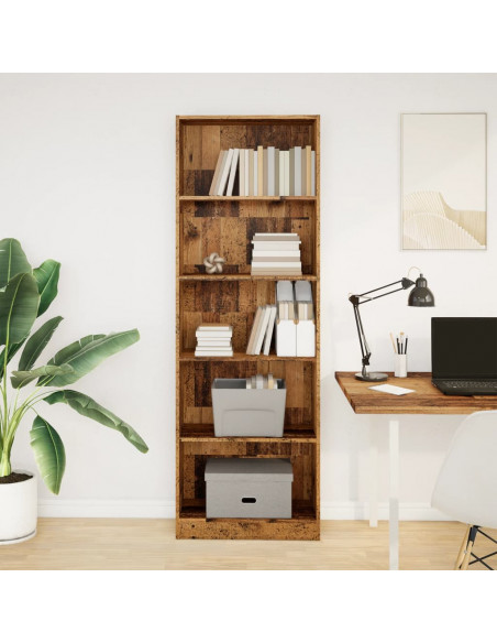Libreria Legno Antico 60x24x176 cm in Legno Multistrato