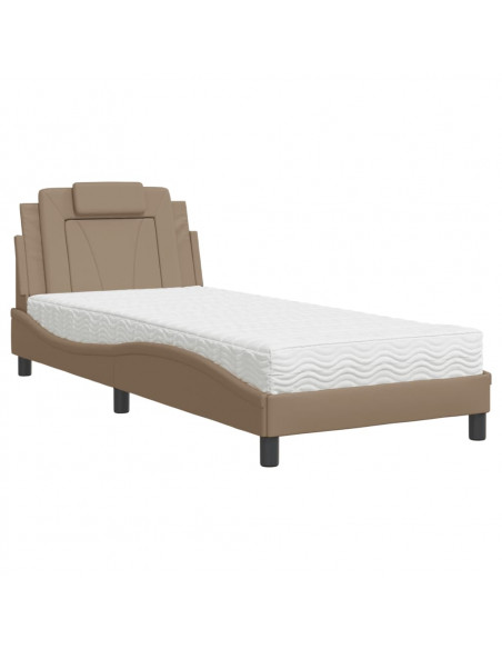 Letto con Materasso Cappuccino 90x200 cm in Similpelle