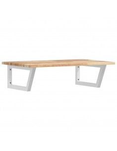 Ripiano a Parete per Lavabo in Acciaio e Massello di Acacia 2