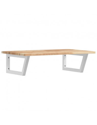 Ripiano a Parete per Lavabo in Acciaio e Massello di Acacia