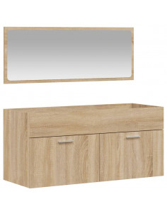 Mobile da Bagno con Specchio Rovere Sonoma in Legno Multistrato 2
