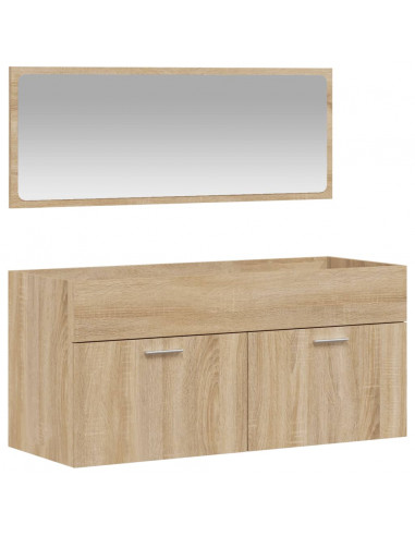 Mobile da Bagno con Specchio Rovere Sonoma in Legno Multistrato