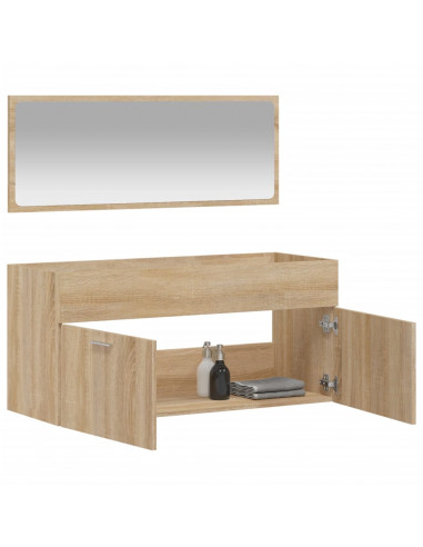 Mobile da Bagno con Specchio Rovere Sonoma in Legno Multistrato
