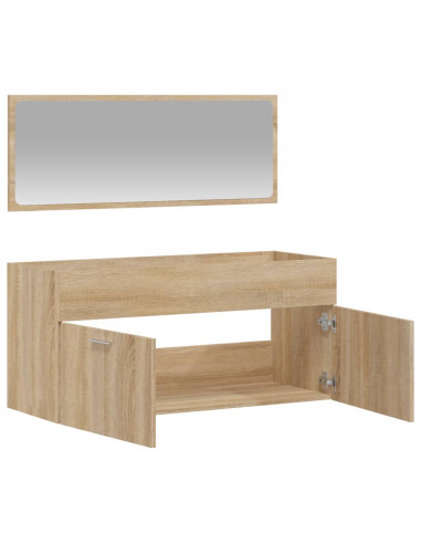 Mobile da Bagno con Specchio Rovere Sonoma in Legno Multistrato