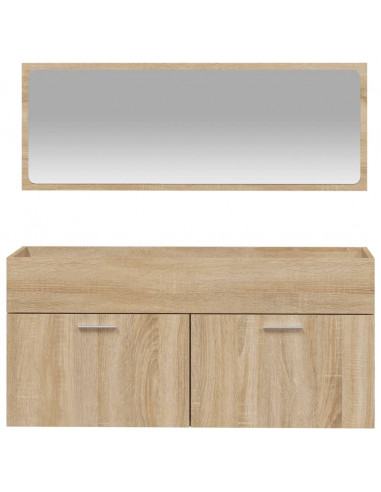 Mobile da Bagno con Specchio Rovere Sonoma in Legno Multistrato