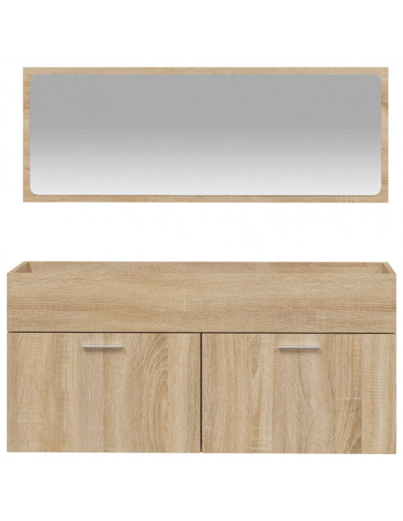 Mobile da Bagno con Specchio Rovere Sonoma in Legno Multistrato