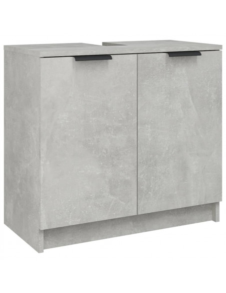 Set Mobili da Bagno 4 pz Grigio Cemento in Legno Multistrato