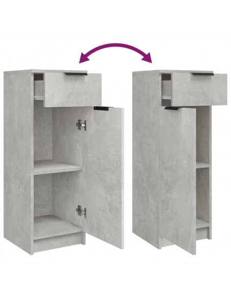 Set Mobili da Bagno 4 pz Grigio Cemento in Legno Multistrato