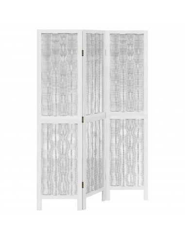 Divisorio Ambienti 3Pannelli Bianco Legno Massello di Paulownia