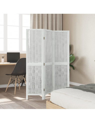 Divisorio Ambienti 3Pannelli Bianco Legno Massello di Paulownia