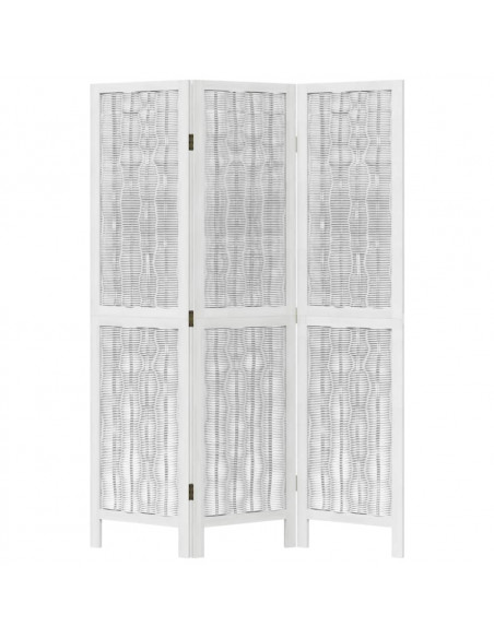 Divisorio Ambienti 3Pannelli Bianco Legno Massello di Paulownia