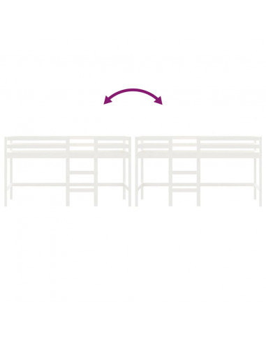 Letto Soppalco con Scala Bambini Bianco 90x190cm Massello Pino