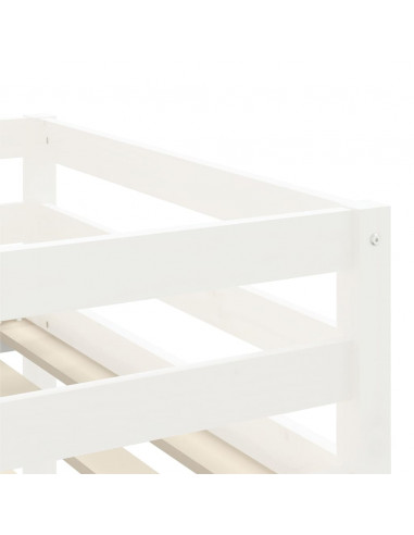 Letto Soppalco con Scala Bambini Bianco 90x190cm Massello Pino