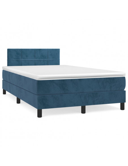 Giroletto a Molle con Materasso Blu Scuro 120x200 cm in Velluto