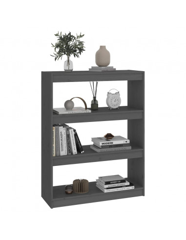 Libreria/Divisorio Grigio 80x30x103,5 cm in Massello di Pino