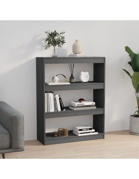 Libreria/Divisorio Grigio 80x30x103,5 cm in Massello di Pino
