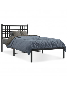 Giroletto con Testiera in Metallo Nero 100x190 cm 2