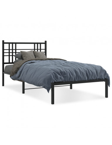 Giroletto con Testiera in Metallo Nero 100x190 cm