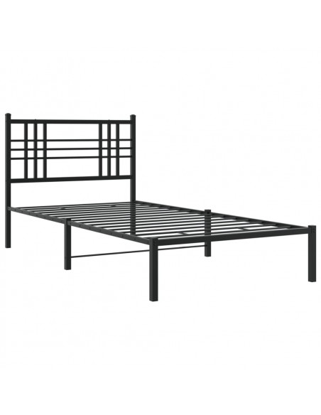 Giroletto con Testiera in Metallo Nero 100x190 cm