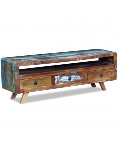 Mobile Porta TV con 3 Cassetti in Legno Massello di Recupero 2