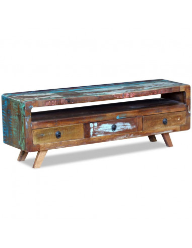 Mobile Porta TV con 3 Cassetti in Legno Massello di Recupero
