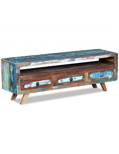 Mobile Porta TV con 3 Cassetti in Legno Massello di Recupero