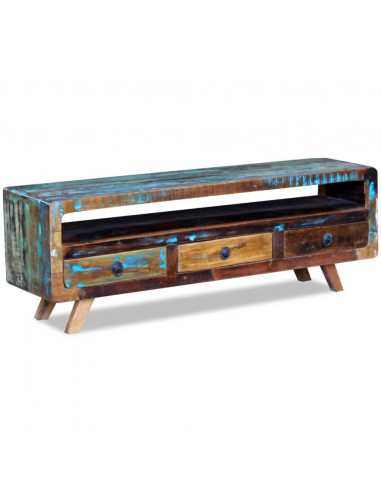 Mobile Porta TV con 3 Cassetti in Legno Massello di Recupero