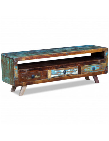 Mobile Porta TV con 3 Cassetti in Legno Massello di Recupero