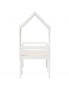 Letto a Soppalco con Tetto Bianco 80x200 cm in Legno di Pino 2