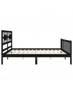 Giroletto con Testiera Nero 200x200 cm in Legno Massello 2