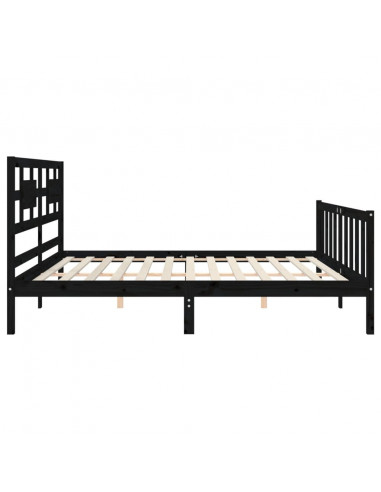 Giroletto con Testiera Nero 200x200 cm in Legno Massello