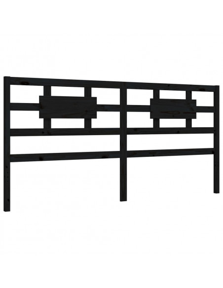 Giroletto con Testiera Nero 200x200 cm in Legno Massello