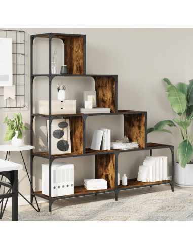 Libreria 4 Gradini Rovere Fumo 139x33,5x149cm Legno Multistrato
