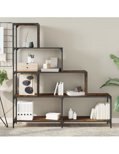 Libreria 4 Gradini Rovere Fumo 139x33,5x149cm Legno Multistrato