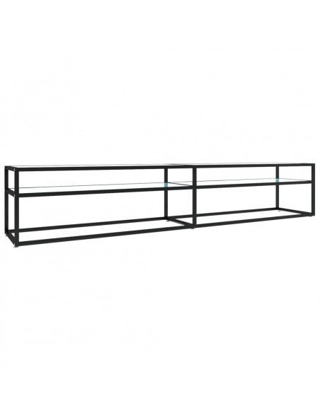 Mobile Porta TV Marmo Bianco 220x40x40,5 cm in Vetro Temperato