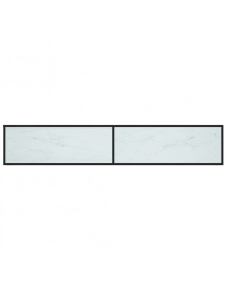Mobile Porta TV Marmo Bianco 220x40x40,5 cm in Vetro Temperato
