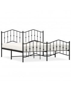 Giroletto con Testiera e Pediera Metallo Nero 183x213 cm 2