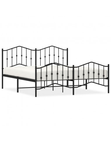 Giroletto con Testiera e Pediera Metallo Nero 183x213 cm