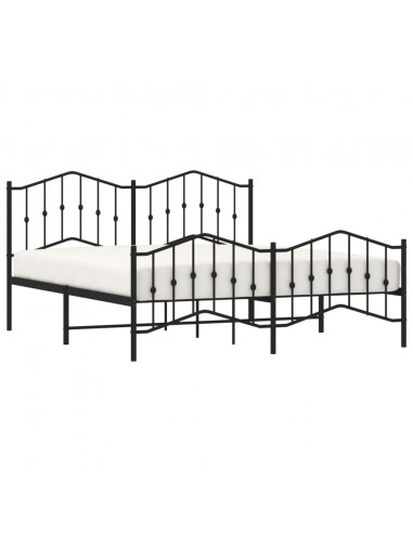 Giroletto con Testiera e Pediera Metallo Nero 183x213 cm