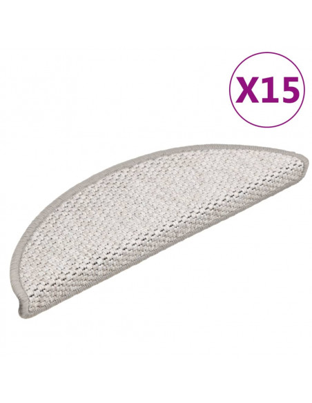 Tappeti Adesivi Scale Aspetto Sisal 15 pz 56x17x3 cm Beige