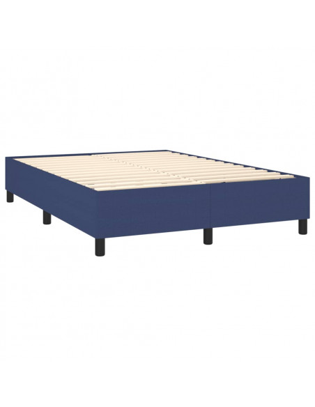 Letto a Molle con Materasso e LED Blu 140x200 cm in Tessuto